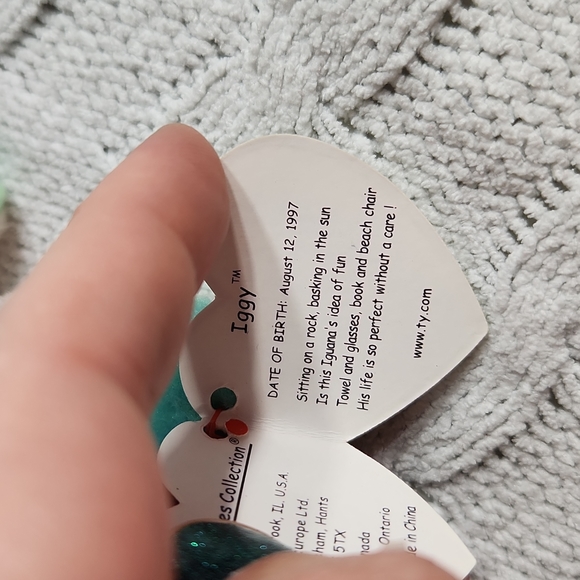 🕸Vintage Ty Beanie Baby Original "Iggy" The Iguana 1997 P.V.C Pellets - Picture 10 of 11